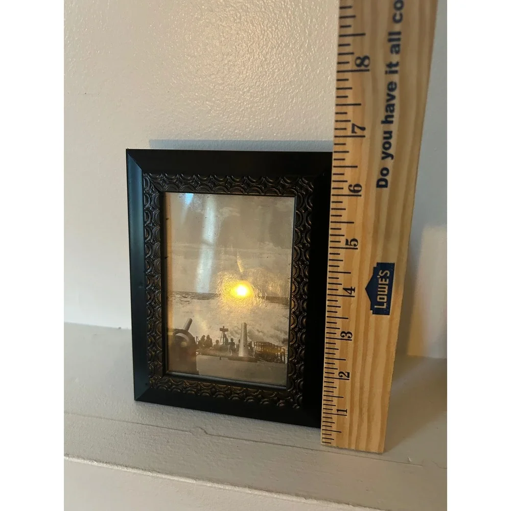 Vintage Naval Ship Deck Photo Black Ornate Frame Military History Decor